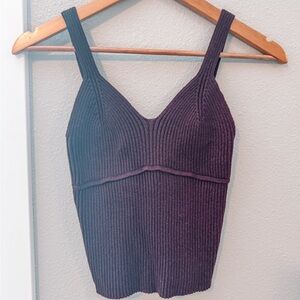 Purple Ribbed Knit Women's Top